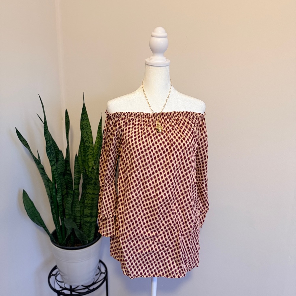 Lascana | Chic Maroon Patterned Blouse, 3/4 Sleeves - Picture 4 of 8